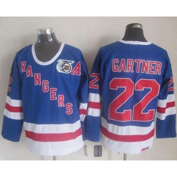 Rangers #22 Mike Gartner Blue CCM 75TH Stitched Jersey