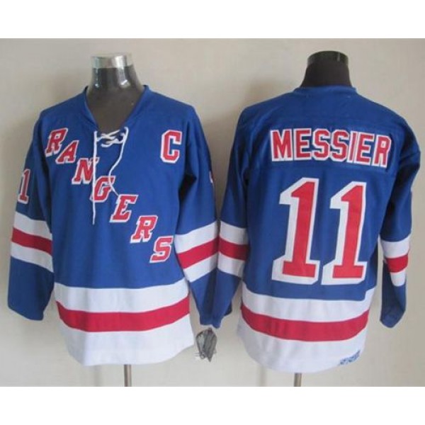 Rangers #11 Mark Messier Light Blue CCM Throwback Stitched Jersey