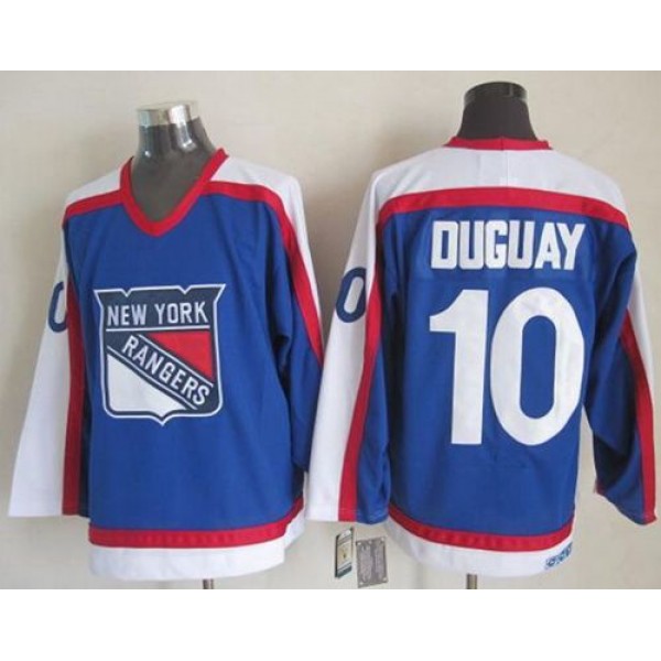 Rangers #10 Ron Duguay Blue White CCM Throwback Stitched Jersey
