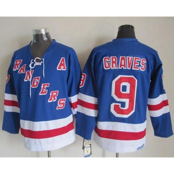 Rangers #9 Adam Graves Light Blue CCM Throwback Stitched Jersey