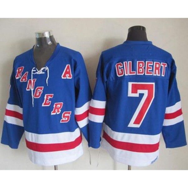 Rangers #7 Rod Gilbert Light Blue CCM Throwback Stitched Jersey