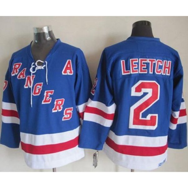 Rangers #2 Brian Leetch Light Blue CCM Throwback Stitched Jersey
