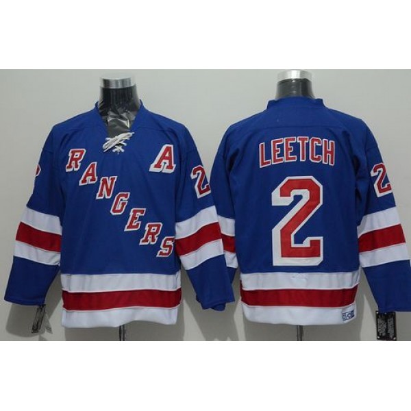 Rangers #2 Brian Leetch Blue CCM Throwback Stitched Jersey