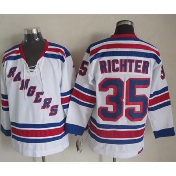 Rangers #35 Mike Richter White CCM Throwback Stitched Jersey