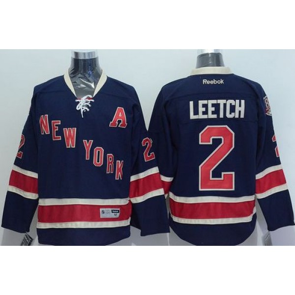 Rangers #2 Brian Leetch Dark Blue Third Stitched Jersey