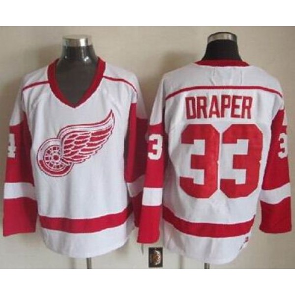 Red Wings #33 Kris Draper White CCM Throwback Stitched Jersey