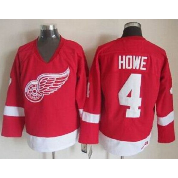Red Wings #4 Gordie Howe Red CCM Throwback Stitched Jersey
