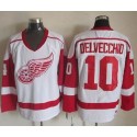 Red Wings #10 Alex Delvecchio White CCM Throwback Stitched Jersey
