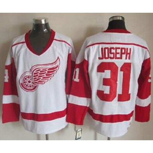 Red Wings #31 Curtis Joseph White CCM Throwback Stitched Jersey