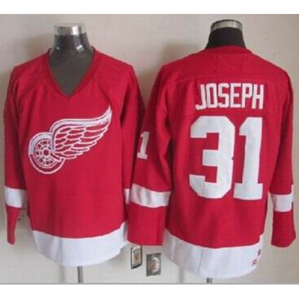 Red Wings #31 Curtis Joseph Red CCM Throwback Stitched Jersey