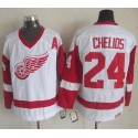 Red Wings #24 Chris Chelios White CCM Throwback Stitched Jersey