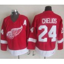 Red Wings #24 Chris Chelios Red CCM Throwback Stitched Jersey