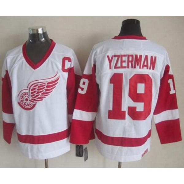 Red Wings #19 Steve Yzerman White CCM Throwback Stitched Jersey