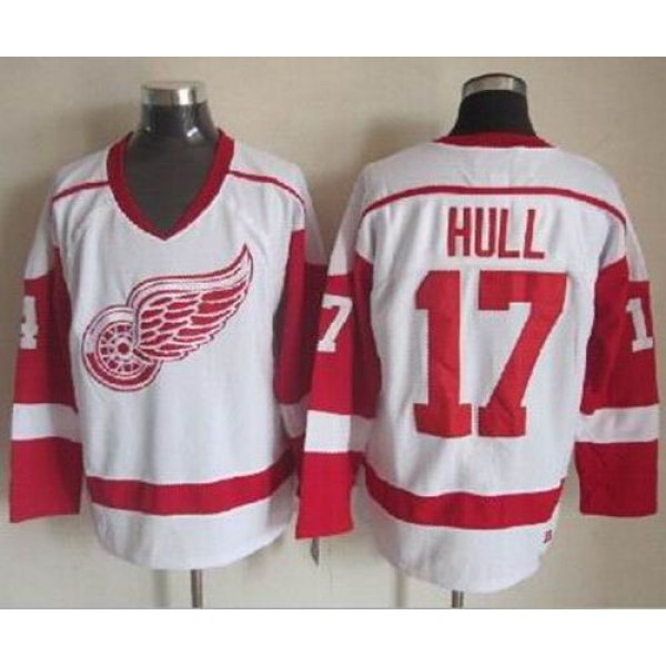 Red Wings #17 Brett Hull White CCM Throwback Stitched Jersey