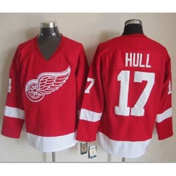 Red Wings #17 Brett Hull Red CCM Throwback Stitched Jersey
