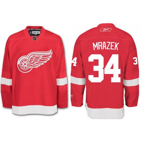 Red Wings #34 Petr Mrazek Red Stitched Jersey