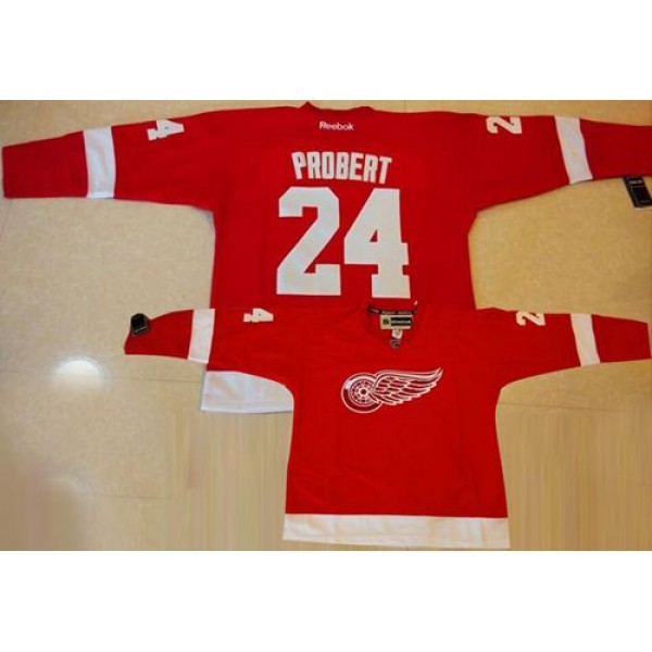 Red Wings #24 Bob Probert Red Stitched Jersey