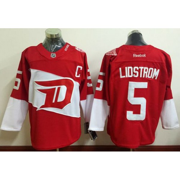 Red Wings #5 Nicklas Lidstrom Red 2016 Stadium Series Stitched Jersey