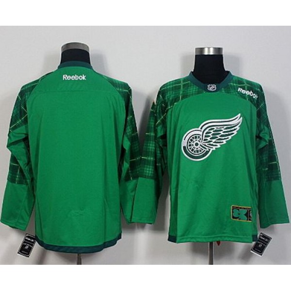 Red Wings Blank Green St. Patrick's Day New Stitched Jersey