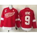 Red Wings #9 Gordie Howe Red Stitched Jersey