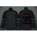Red Wings #35 Jimmy Howard Charcoal Cross Check Fashion Stitched Jersey