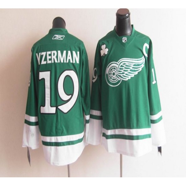 Red Wings St Patty's Day #19 Steve Yzerman Green Stitched Jersey