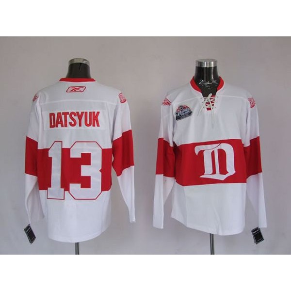 Red Wings #13 Pavel Datsyuk Stitched White Winter Classic Jersey