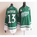 Red Wings St Patty's Day #13 Pavel Datsyuk Green Stitched Jersey