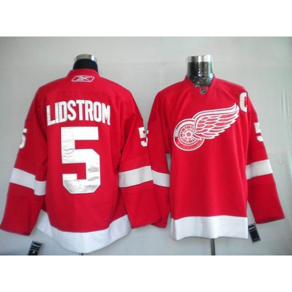 Red Wings #5 Nicklas Lidstrom Stitched Red Jersey