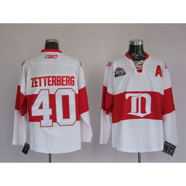 Red Wings #40 Henrik Zetterberg Stitched White Winter Classic Jersey
