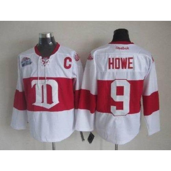 Red Wings #9 Gordie Howe White Winter Classic Stitched Jersey