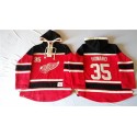 Red Wings #35 Jimmy Howard Red Sawyer Hooded Sweatshirt Stitched Jersey