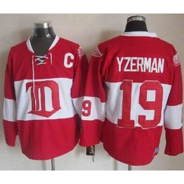 Red Wings #19 Steve Yzerman Red Winter Classic CCM Throwback Stitched Jersey