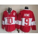 Red Wings #9 Gordie Howe Red Winter Classic CCM Throwback Stitched Jersey