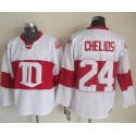 Red Wings #24 Chris Chelios White Winter Classic CCM Throwback Stitched Jersey