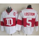 Red Wings #5 Nicklas Lidstrom White Winter Classic CCM Throwback Stitched Jersey
