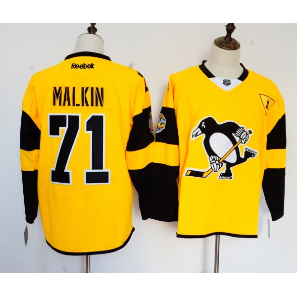 Reebok Pittsburgh Penguins #71 Evgeni Malkin Yellow Stitched Jersey