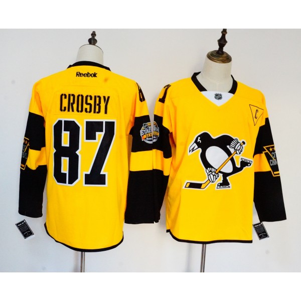 Reebok Pittsburgh Penguins #87 Sidney Crosby Yellow Stitched Jersey