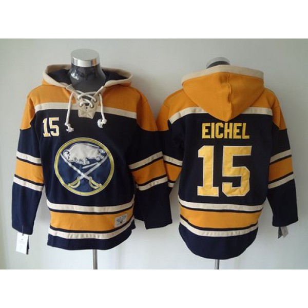 Sabres #15 Jack Eichel Navy Blue Sawyer Hooded Sweatshirt Stitched Jersey