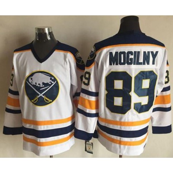 Sabres #89 Alexander Mogilny White CCM Throwback Stitched Jersey