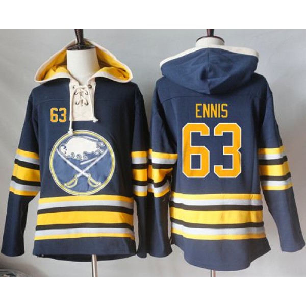 Sabres #63 Tyler Ennis Navy Blue Sawyer Hooded Sweatshirt Stitched Jersey