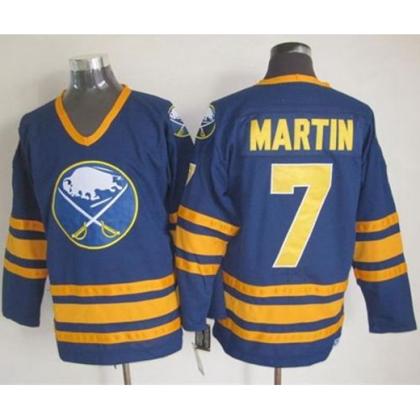 Sabres #7 Rick Martin Navy Blue CCM Throwback Stitched Jersey