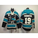 Sharks #19 Joe Thornton Black Sawyer Hooded Sweatshirt Stitched Jersey