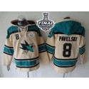 Sharks #8 Joe Pavelski Cream Sawyer Hooded Sweatshirt 2016 Stanley Cup Final Patch Stitched Jersey