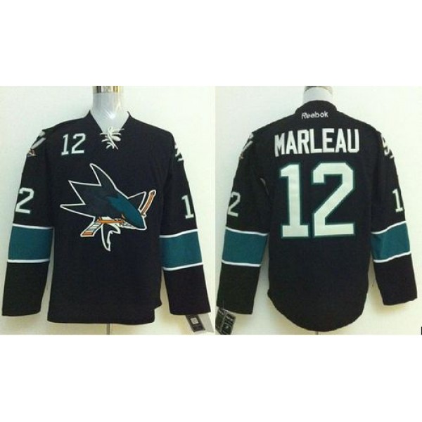 Sharks #12 Patrick Marleau Stitched Black Jersey