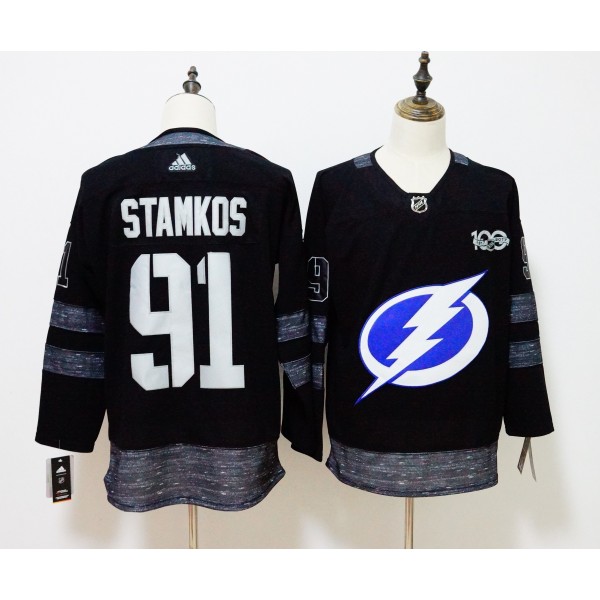 Tampa Bay Lightning #91 Steven Stamkos Black 1917-2017 100th Anniversary Adidas Jersey