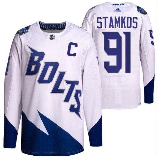 Tampa Bay Lightning #91 Steven Stamkos 2022 White Stadium Series Breakaway Stitched Jersey