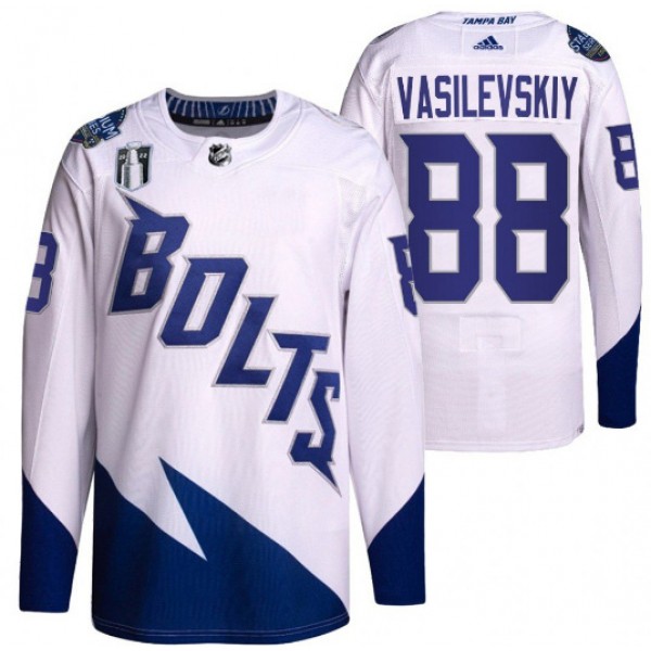 Tampa Bay Lightning #88 Andrei Vasilevskiy 2022 White Stanley Cup Final Patch Breakaway Stitched Jersey