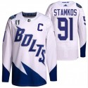 Tampa Bay Lightning #91 Steven Stamkos 2022 White Stanley Cup Final Patch Breakaway Stitched Jersey