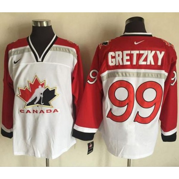 Team CA. #99 Wayne Gretzky White Red Nike Throwback Stitched Jersey